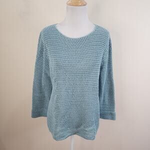 Lauren Ralph Lauren Hand Knit Sweater Linen Cotton Women's Size Small Blue